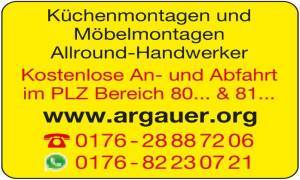 Kostenlose Anfahrt und Abfahrt bei Küchenmontagen, Möbelmontage und bei den Allround Handwerker von Argauer in München